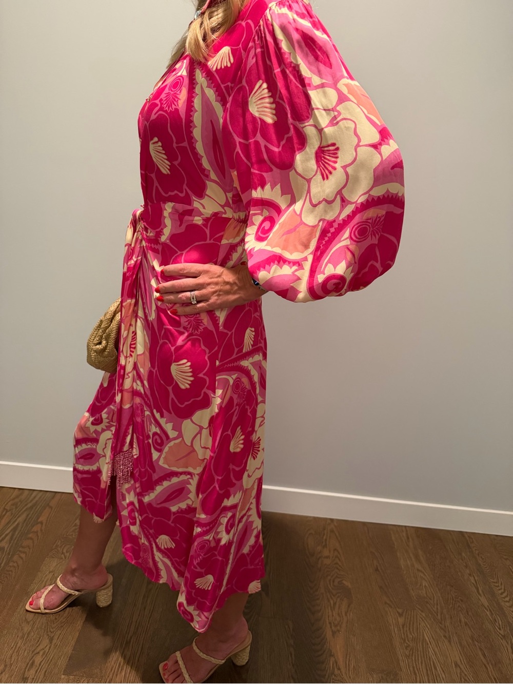 FARM Rio Pink & Cream Printed Tie-Waist Midi Dress - Picture 3 of 8